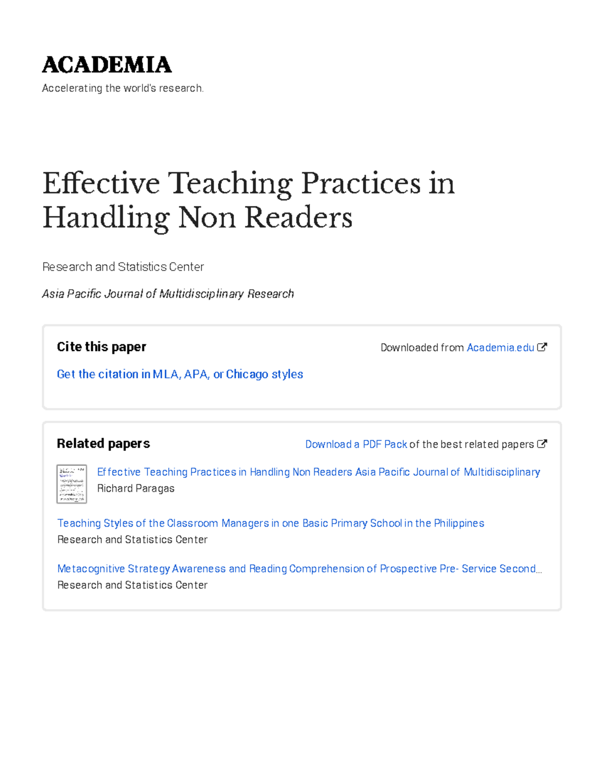 Effective Teaching Practices for Non-Readers in Language Education RRL ...