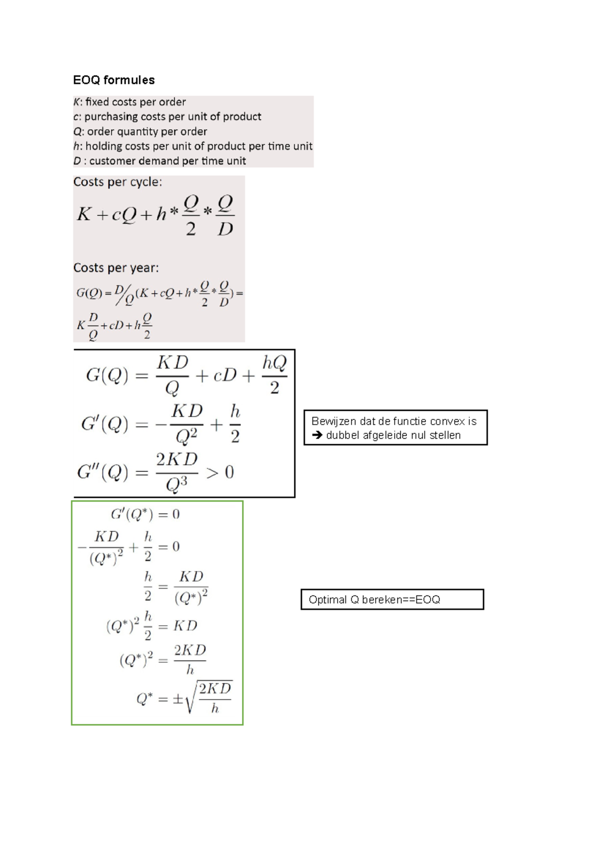 Formules EOQ - Samenvatting Deterministic Operations Management - EOQ ...