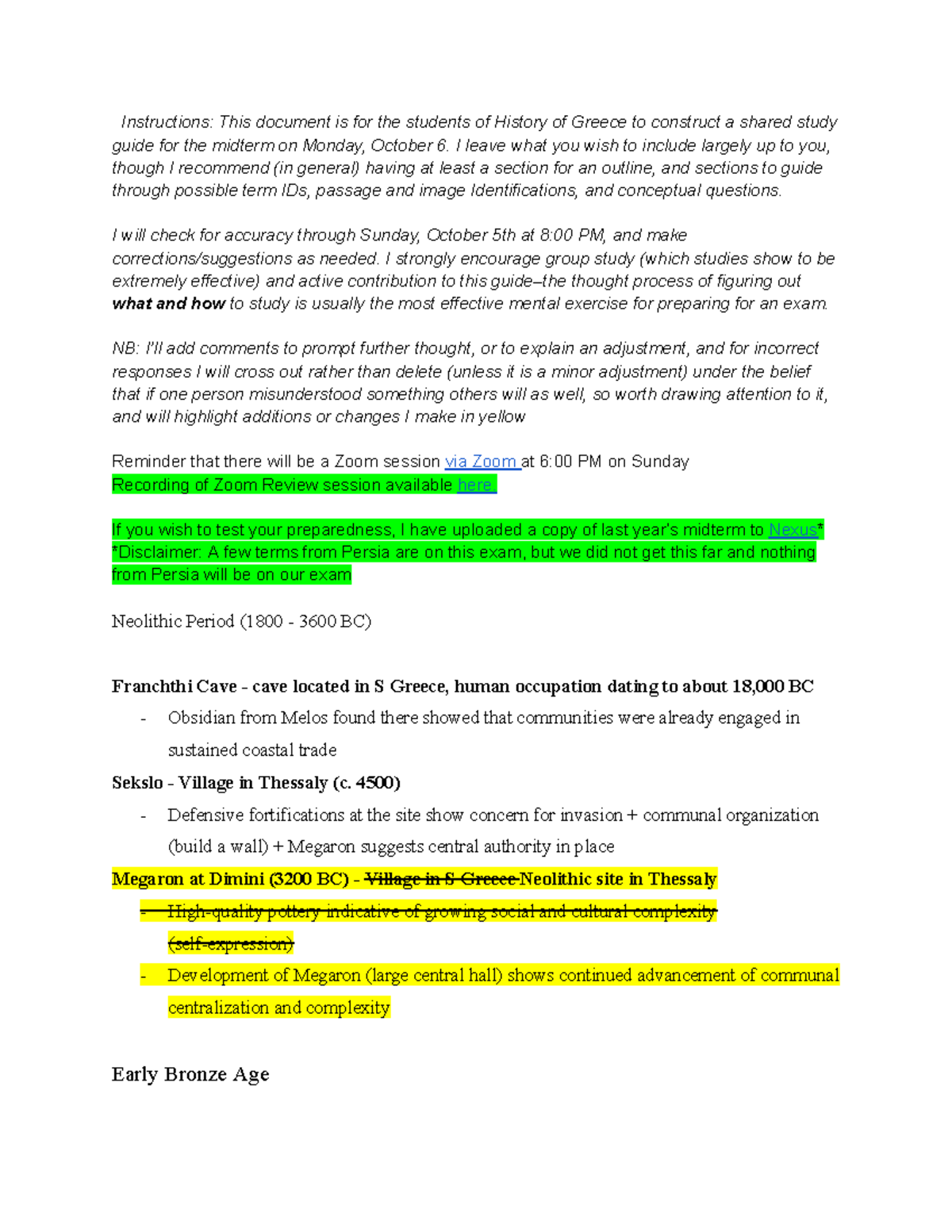 Midterm Study Guide for History of Greece (HIST 101) - Studocu