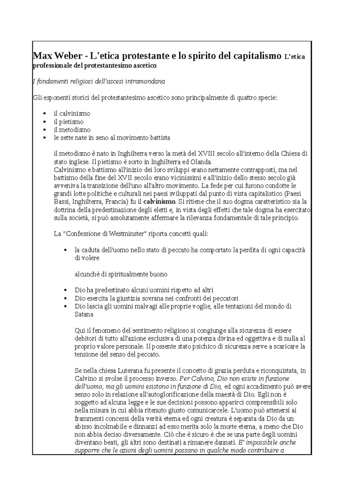 l etica protestante e lo spirito del capitalismo
