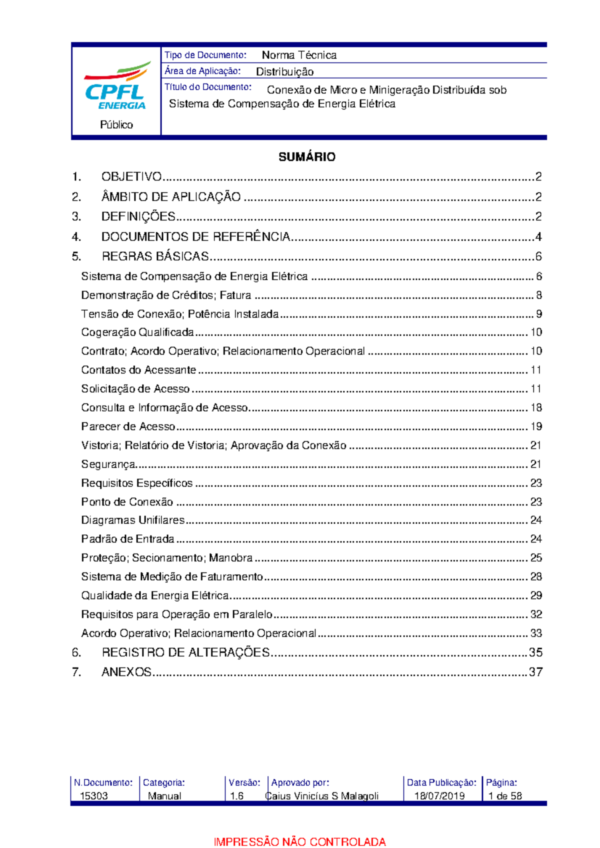 Protocolo para microgeração da CPFL GED 15303 - Área de Aplicação ...