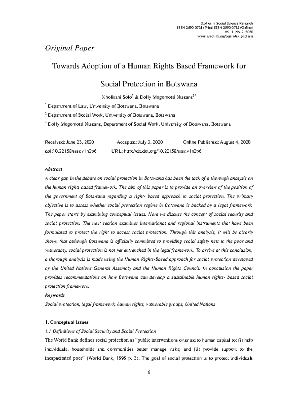 Towards Adoption of a Human Rights Based Framework - Studies in Social ...