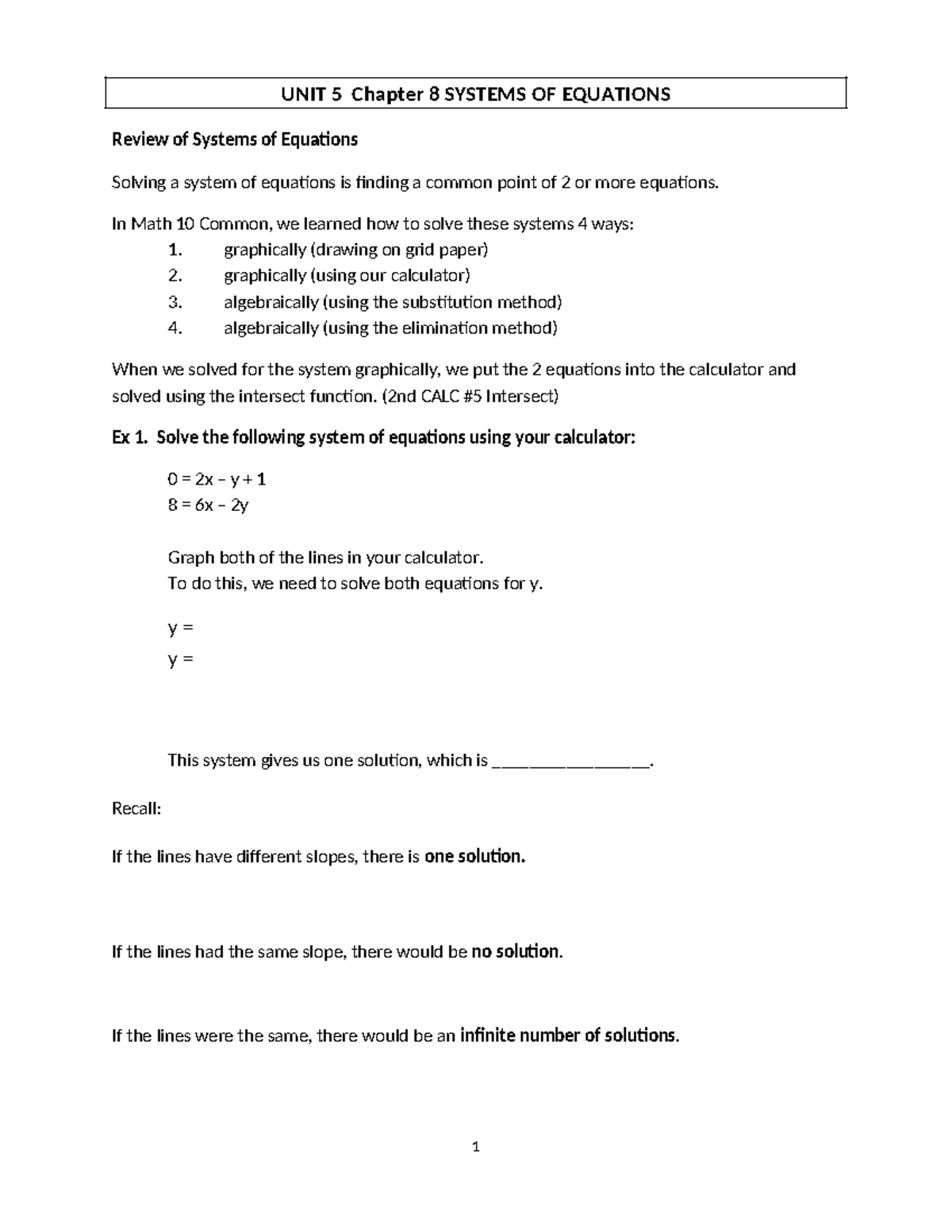 Math 10 Final Exam Review: Systems of Equations & Inequalities - Studocu