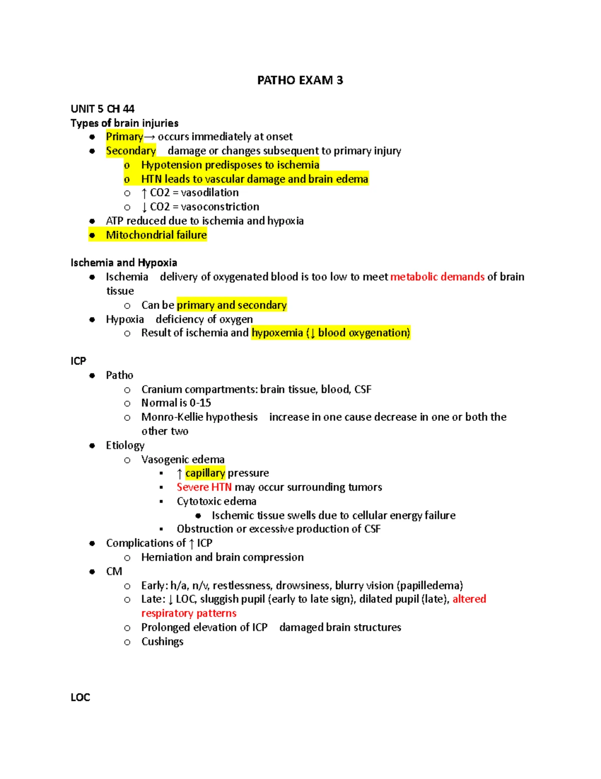 Patho Exam 2 Study Guide: Alterations in Respiratory Function Concepts ...