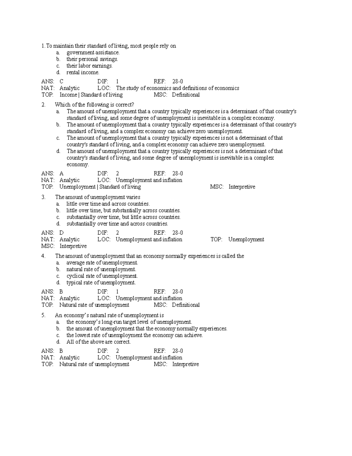 Chap 4: Unemployment Concepts and Analysis - ECON 101 - Studocu
