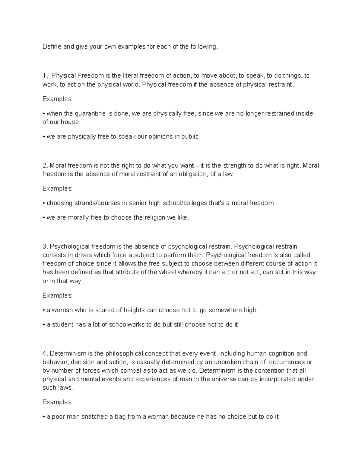 Chapter test- Freedom OF THE Human Person - CHAPTER TEST INTRODUCTION ...