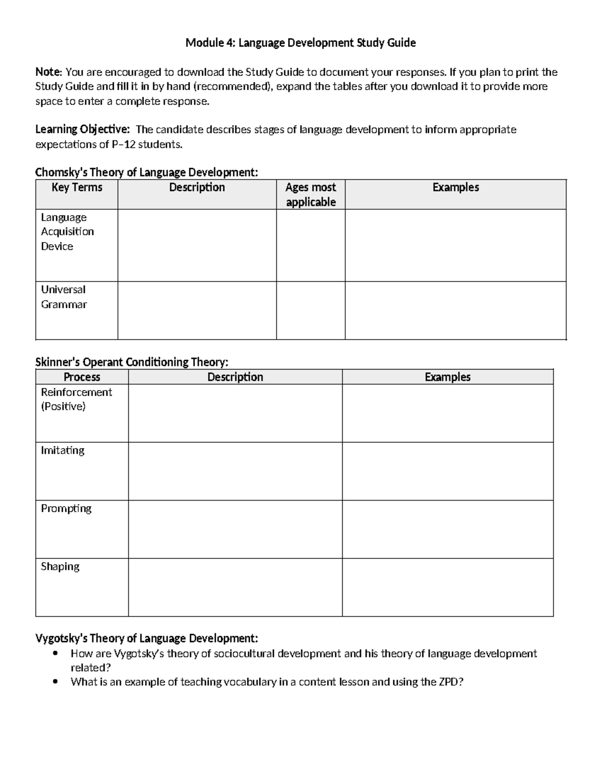D094 d307 m4 study guide - Module 4: Language Development Study Guide ...
