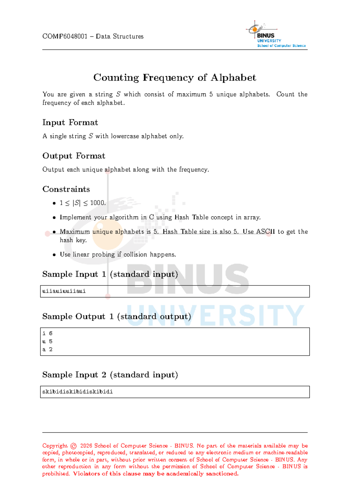 COMP6048001 Final Exam: Counting Frequency of Alphabets in C - Studocu