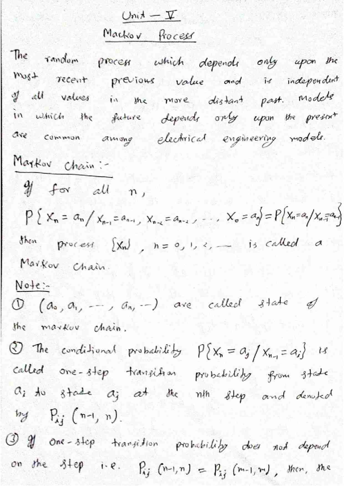 21MAB204T Unit 5 Notes - 4th Semester Markov Chains Study Guide - Studocu