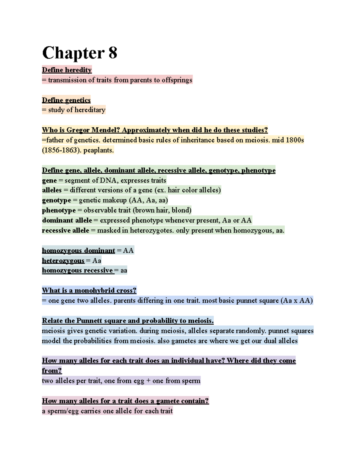 Biology Exam 3 Study Guide: Chapters 8-12 Key Concepts and Terms - Studocu