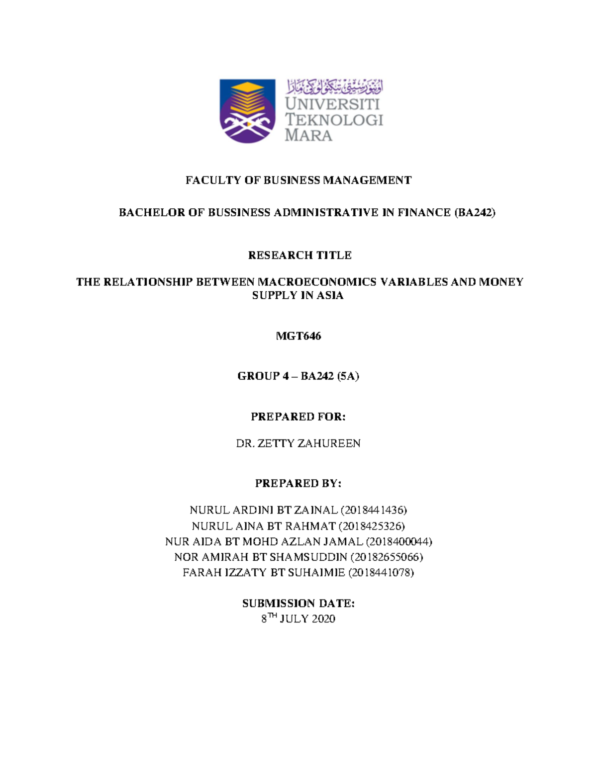 Thesis BA242 - Exploring the Relationship Between Macroeconomic ...