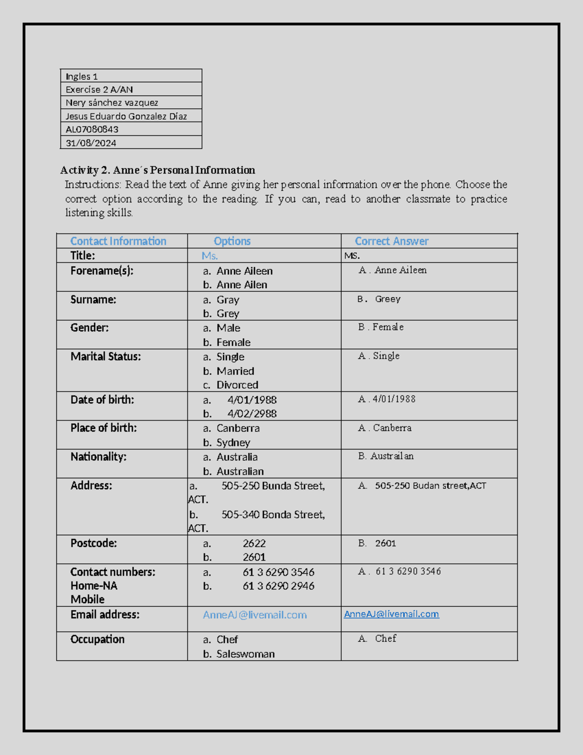 Activity 2 Ingles - Espero y les ayude está actividad - Ingles 1 ...