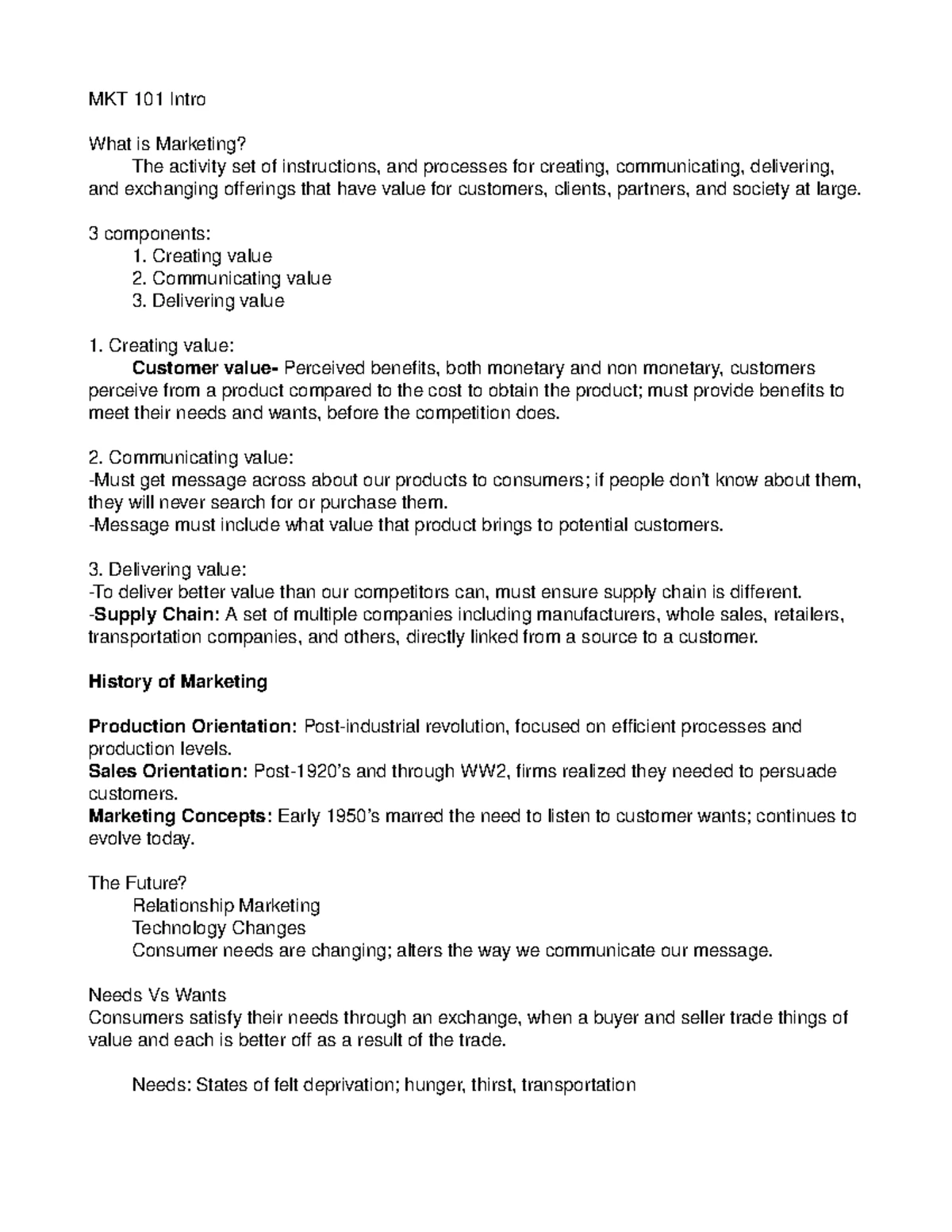 MKT 101 Chapter 2 - Lecture notes 2 - MKT 101 Chapter 2 Strategic ...
