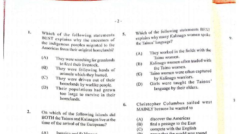 2023 CSEC History P1 Exam Questions and Answers - Studocu