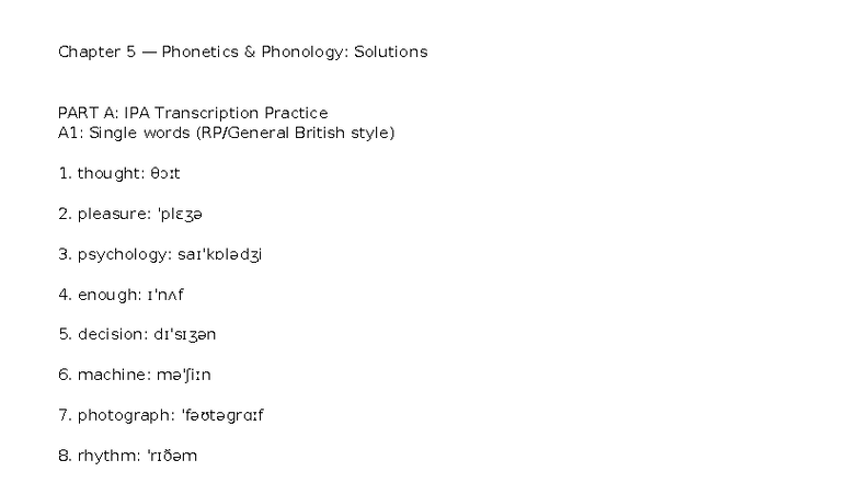 Chapter 5 Solutions phonetics - Chapter 5 — Phonetics & Phonology ...