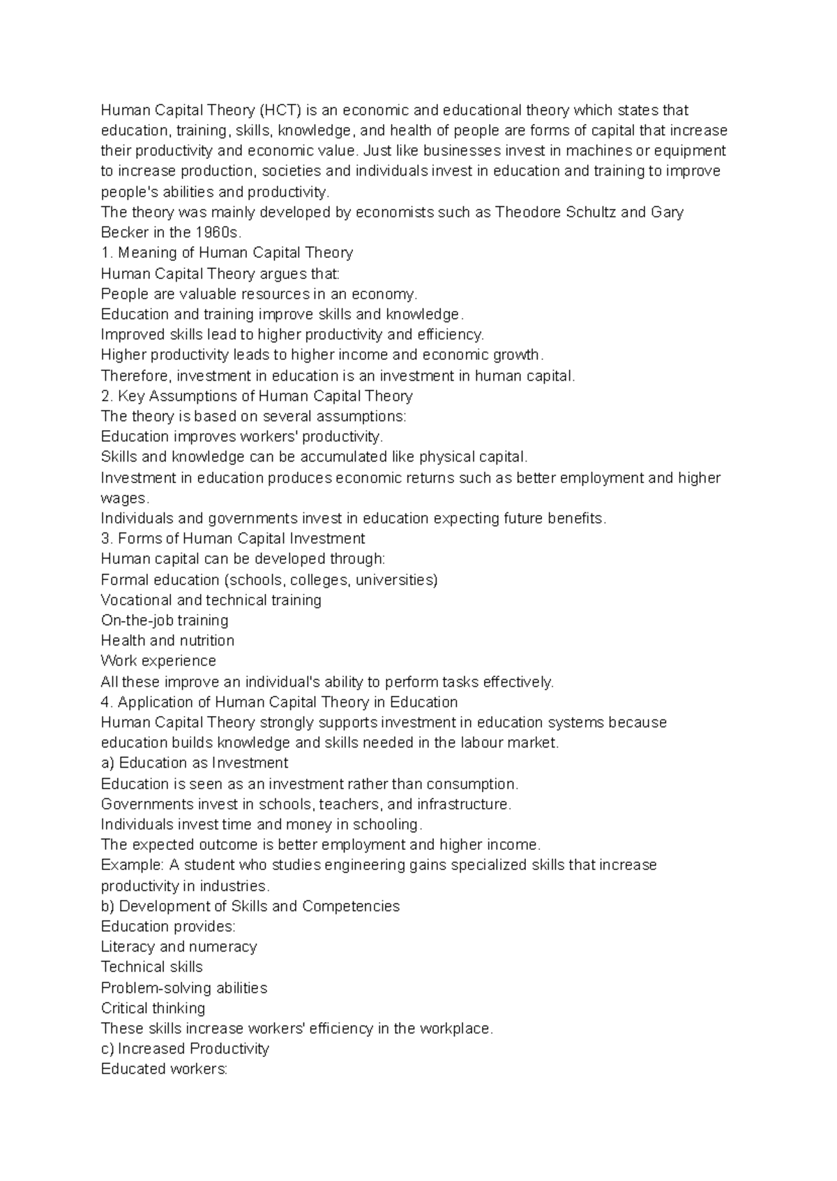 Human Capital Theory (HCT): Economic Value of Education and Skills ...