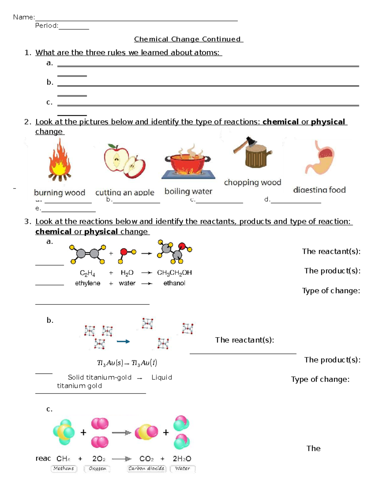 Chemical Change Continued: Rules and Reactions Analysis - Studocu