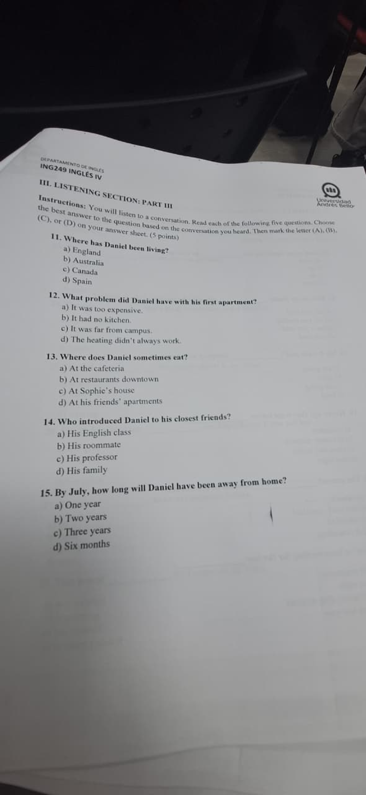Midterm Test: English IV - Comprehension and Analysis Questions - Studocu
