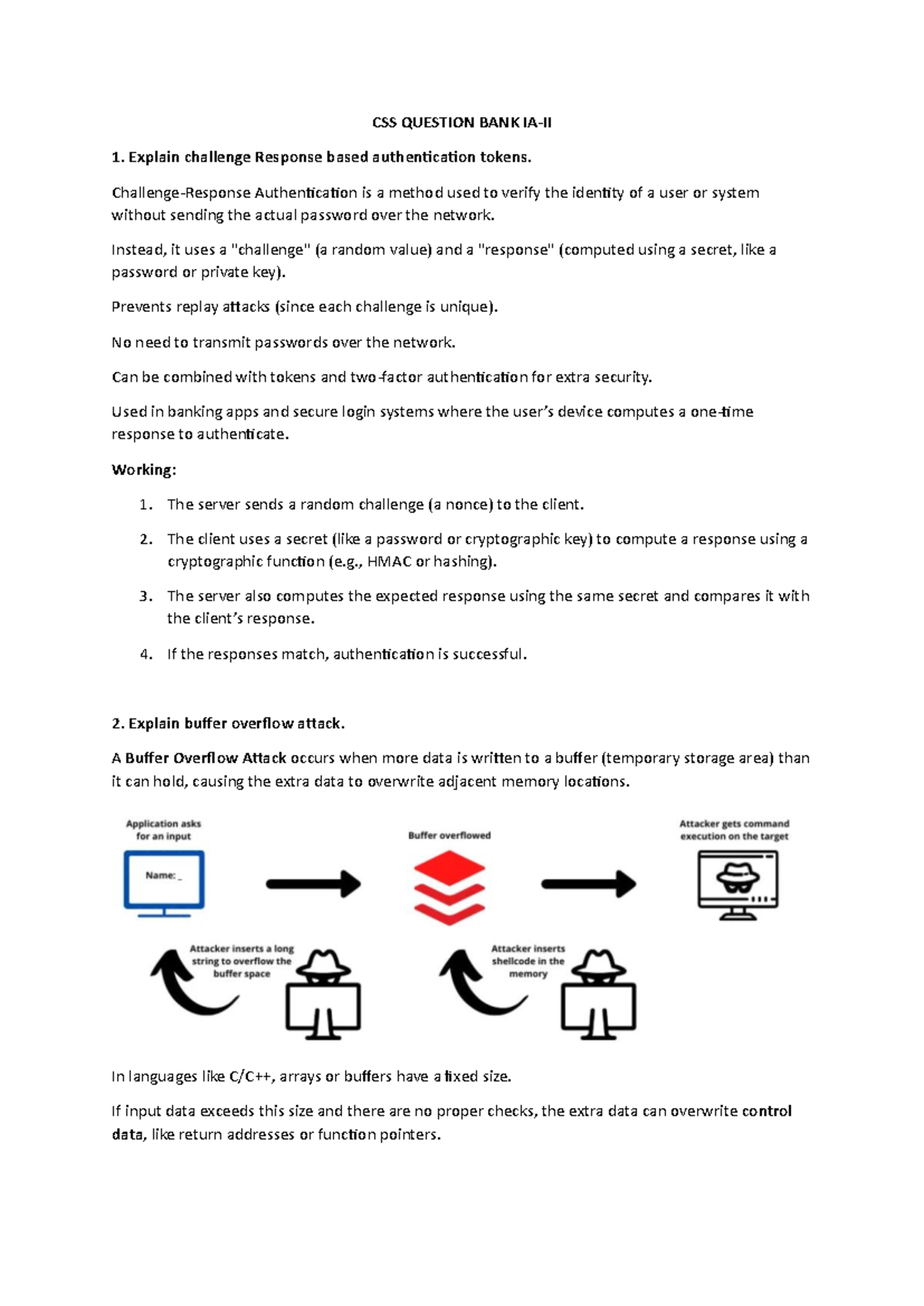 CSS Question Bank IA: Authentication, Attacks, and Security Protocols ...