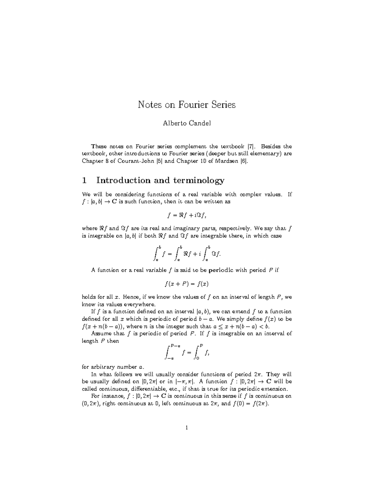 Fourier Series Notes for Math 101: Comprehensive Study Guide - Studocu
