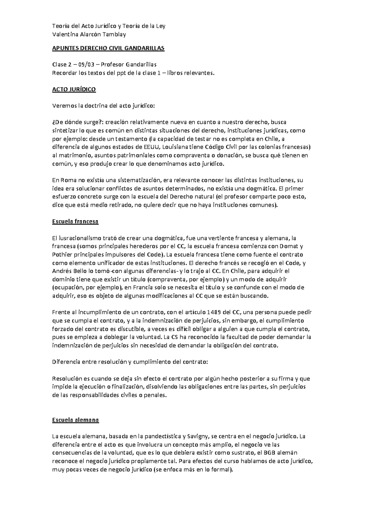 Teoría del Acto Jurídico y de la Ley - Apuntes Civil I (Clase 2) - Studocu