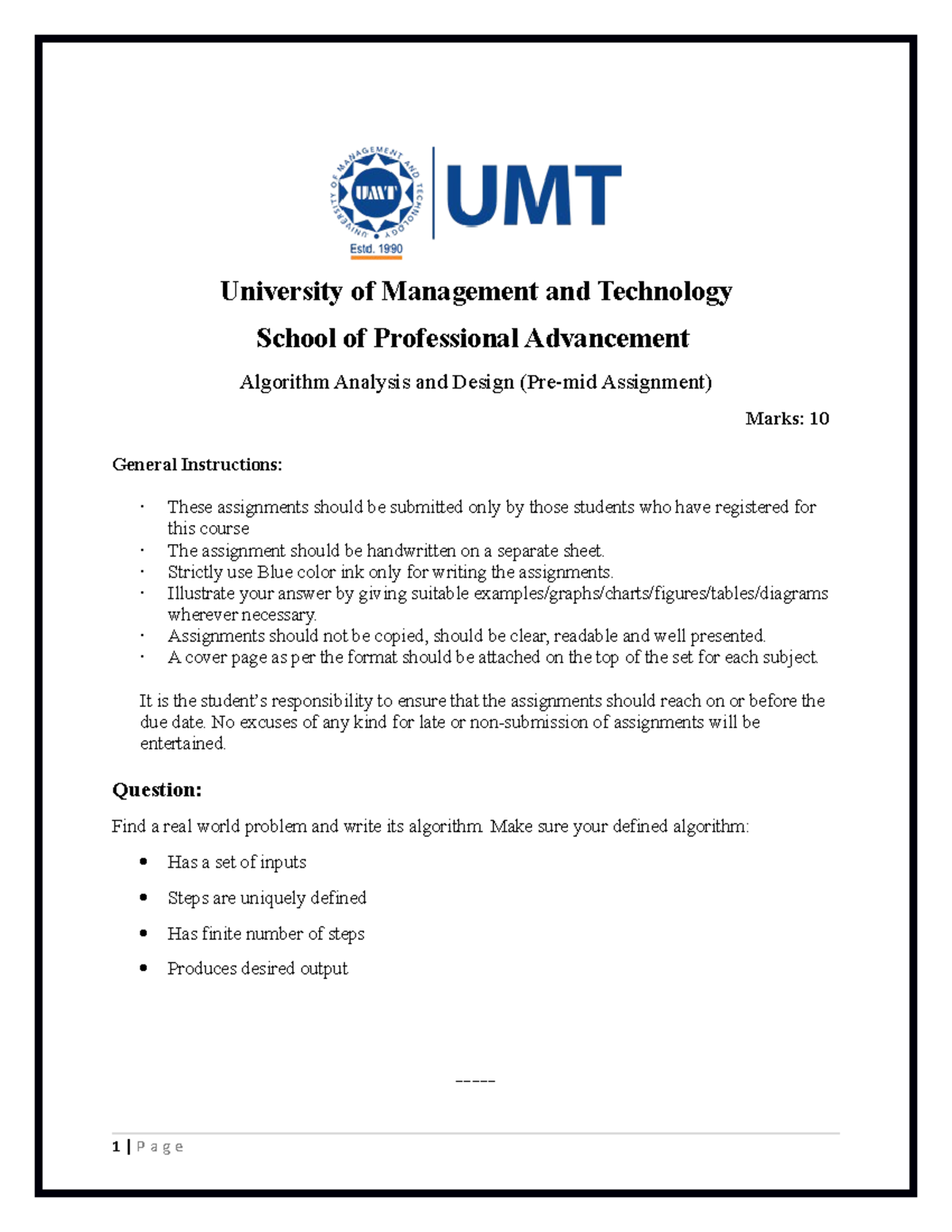 AAD Assignment 1 - This document is based on question about AAD ...