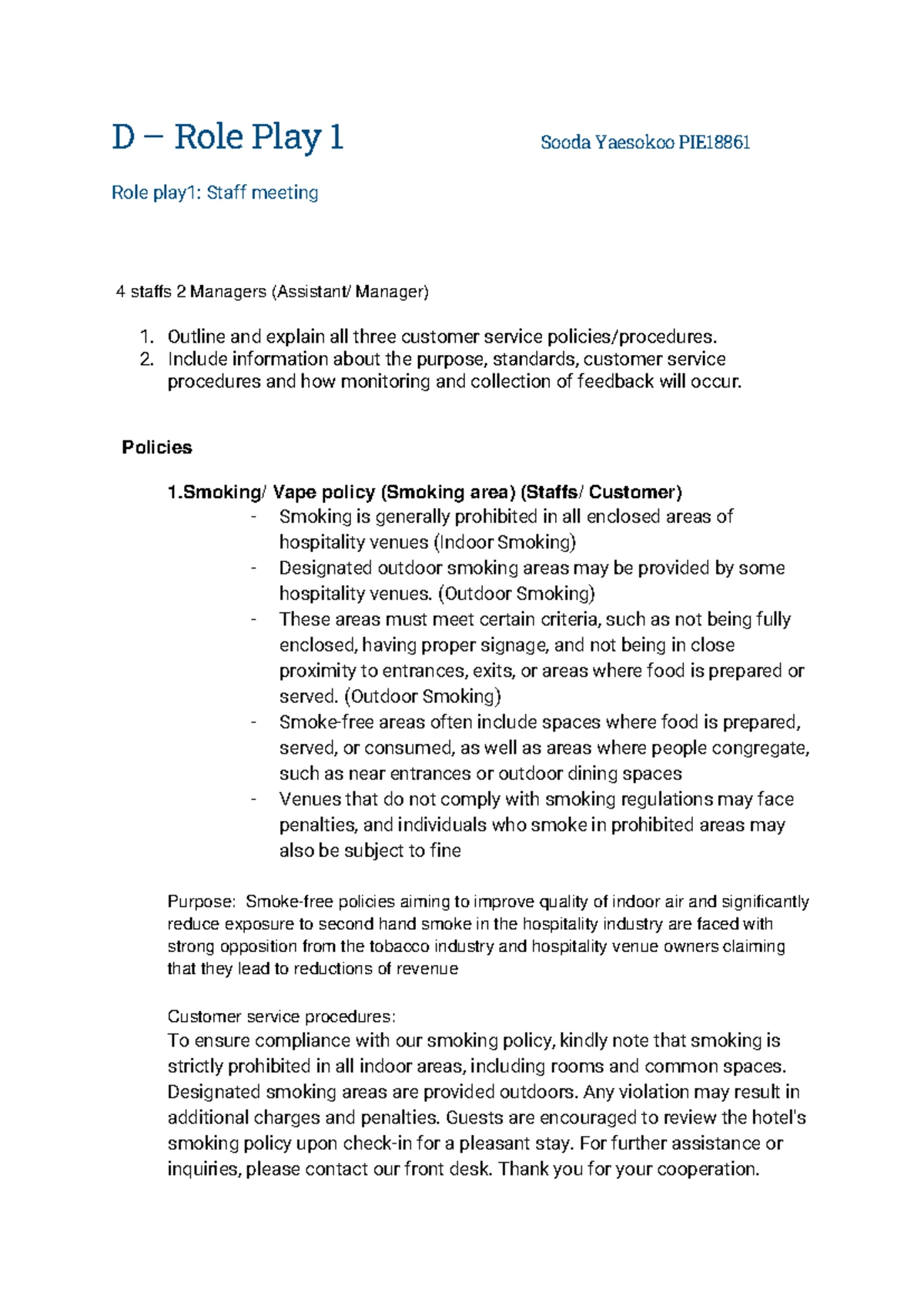 SITXCCS007 - Assessment 2: Customer Service Assignment Activity - Studocu