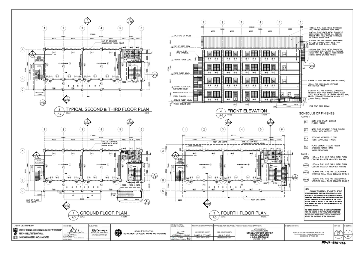 A-3: Standard Four-Storey School Building Plans and Finishes - Studocu
