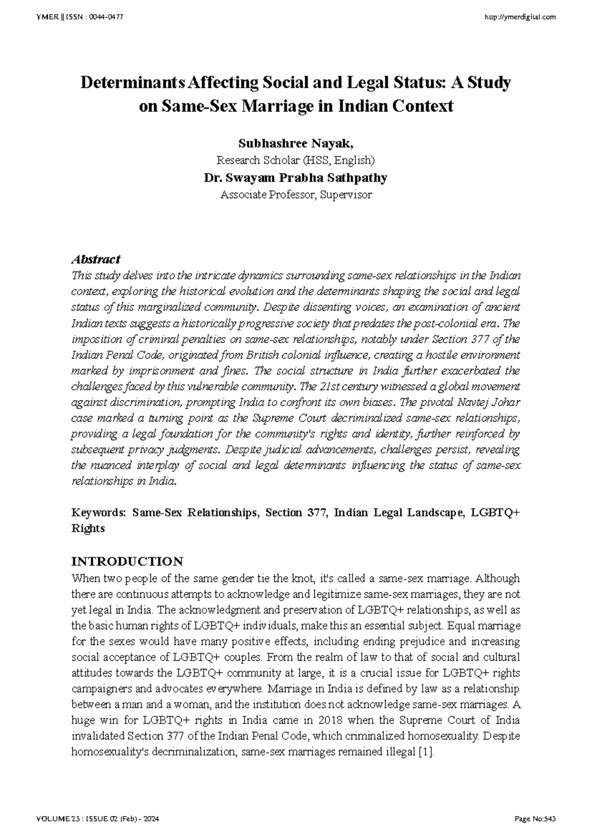 HSS 301 - Analyzing Resistance to Same-Sex Marriage in India - Studocu