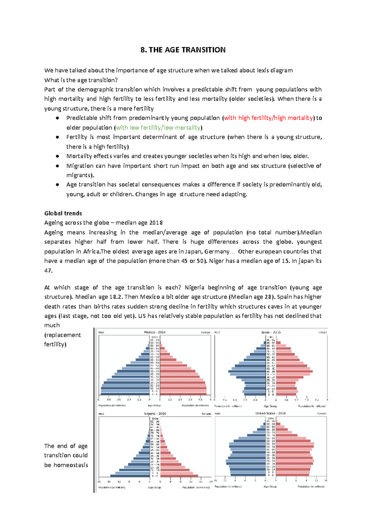 AGE Transition: Understanding Demographic Shifts - Lecture Notes - Studocu