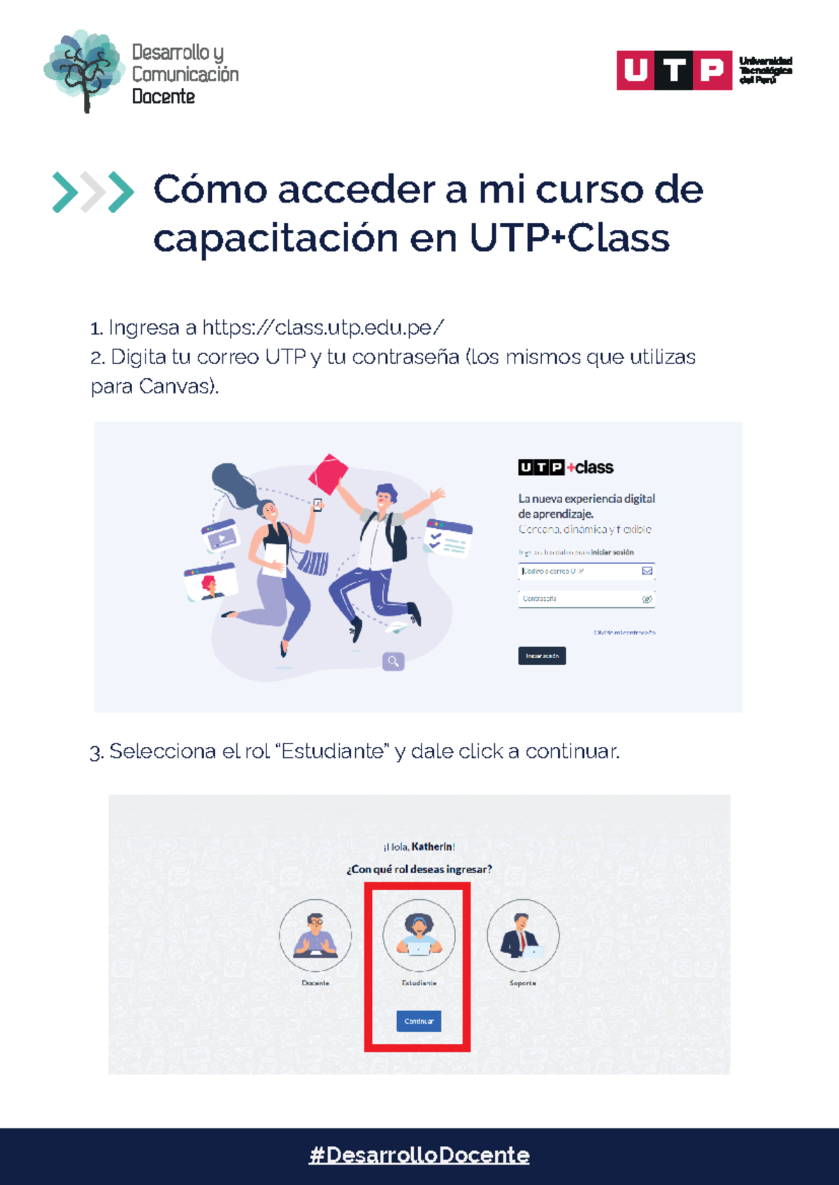 Acceso a UTP+Class: Instrucciones para Estudiantes y Docentes - Studocu