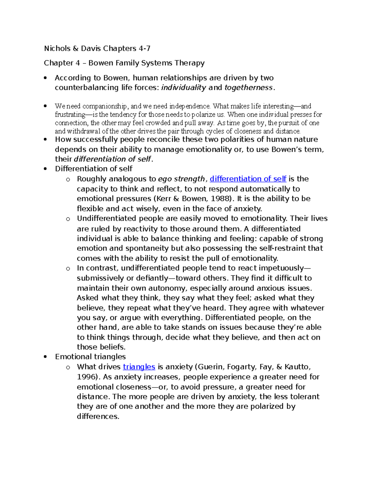 Nichols & Davis Final Exam Notes on Chapters 4-7 Analysis - Studocu
