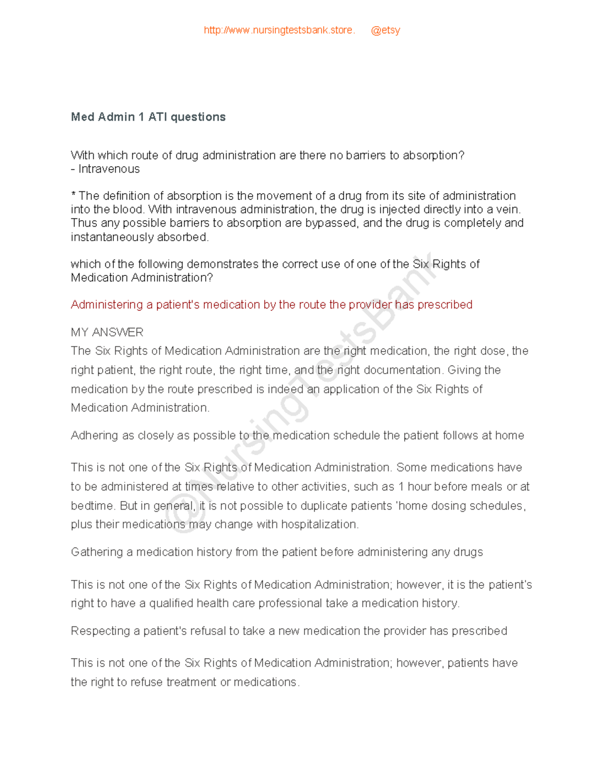 Med - Lecture Notes 1: Key Medication Admin Concepts & ATI Questions ...