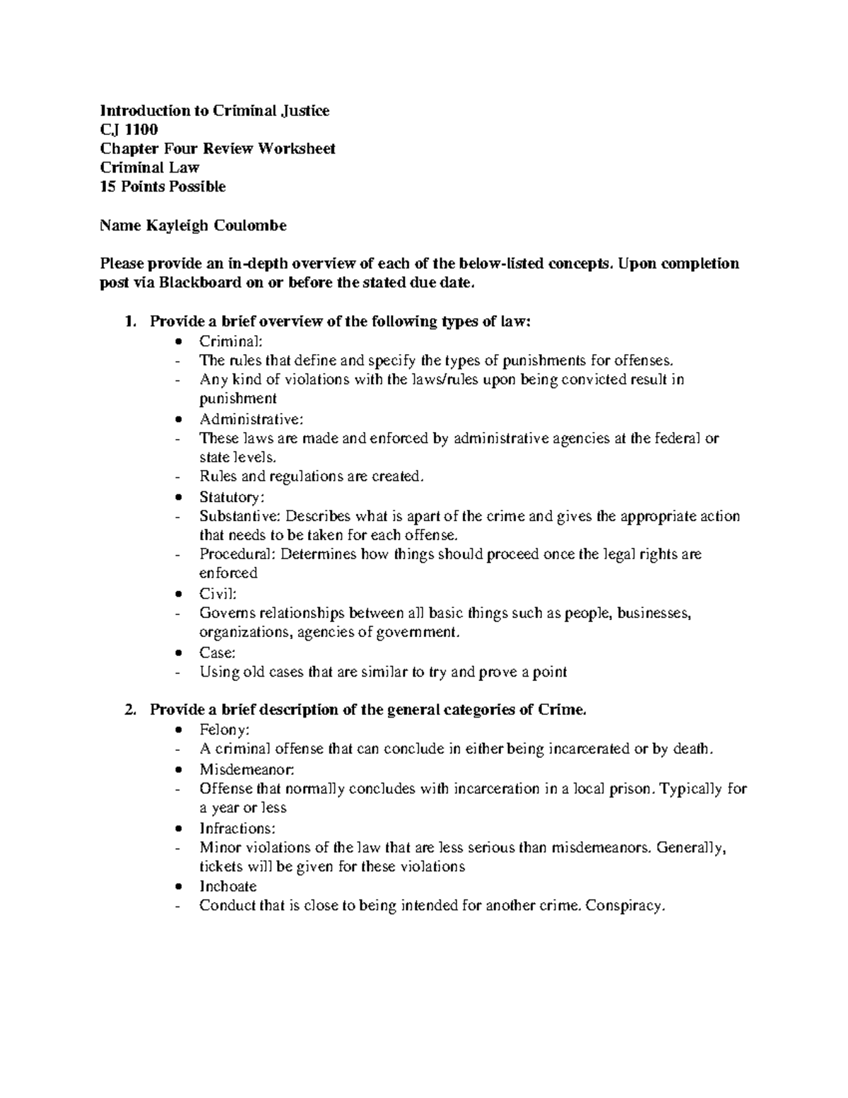 CJ 1100 Chapter 4 Overview: Insights into Criminal Law Concepts - Studocu