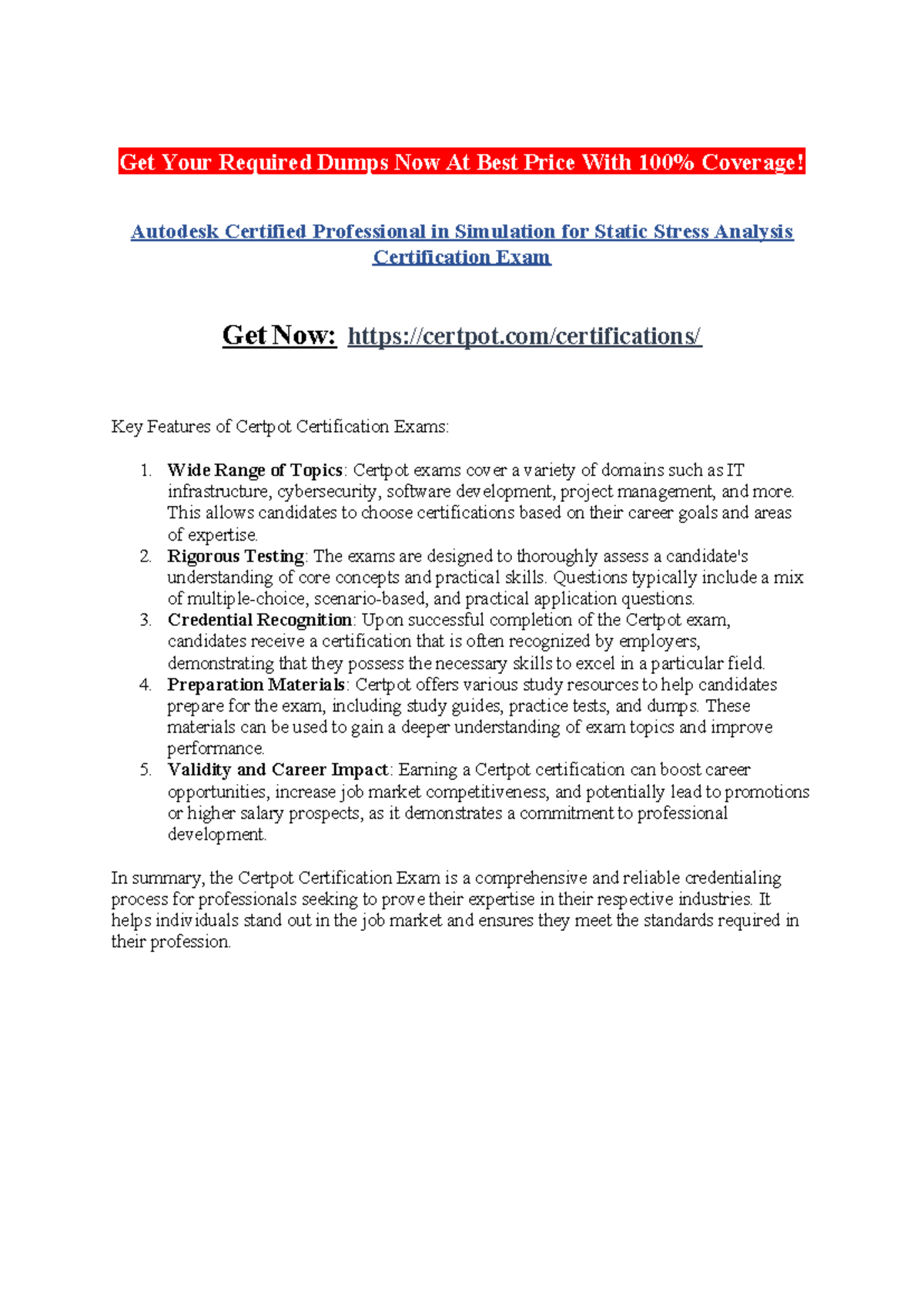 Autodesk Certified Professional in Simulation for Static Stress ...