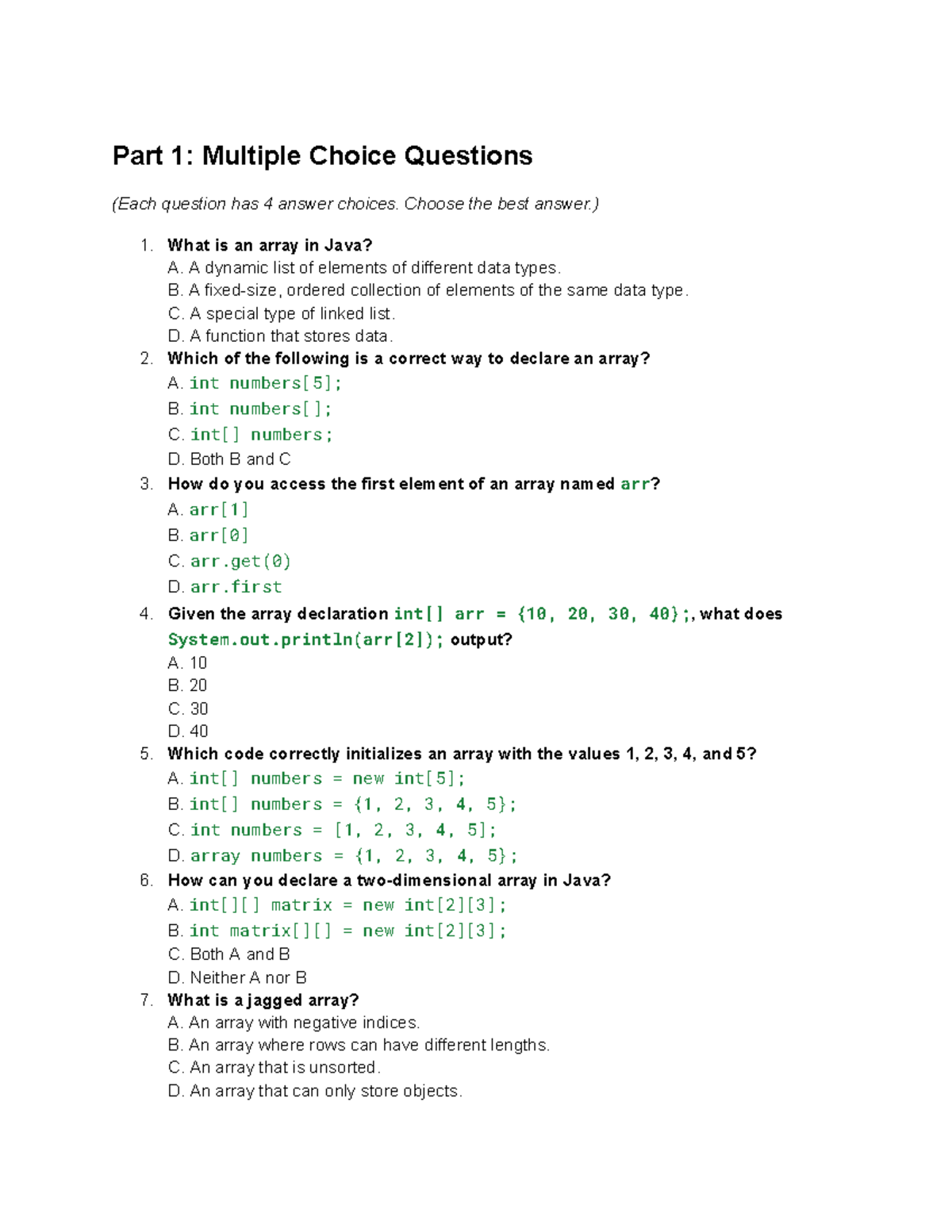 ITPF02 MOCK test - practice exam - Part 1: Multiple Choice Questions ...