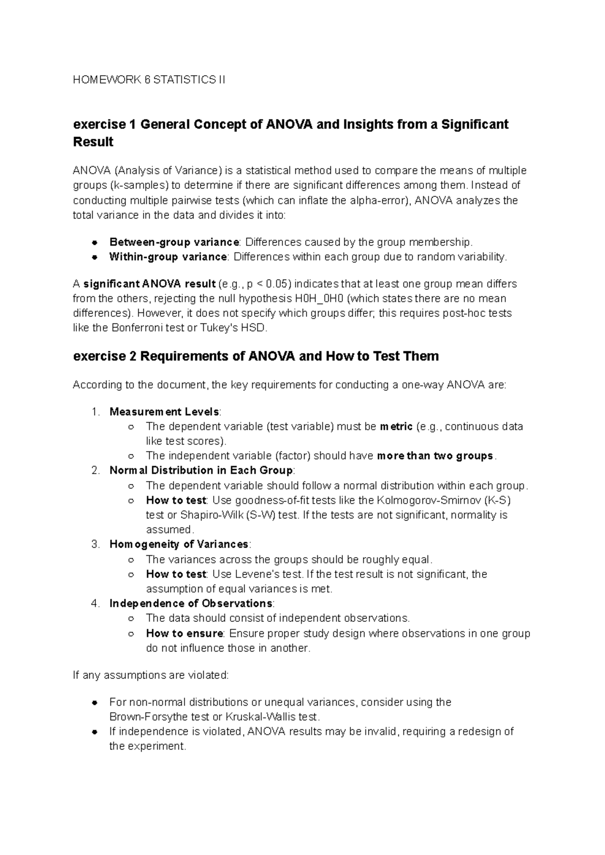 Homework 6: STATISTICS II - ANOVA Concepts & Insights on Results - Studocu