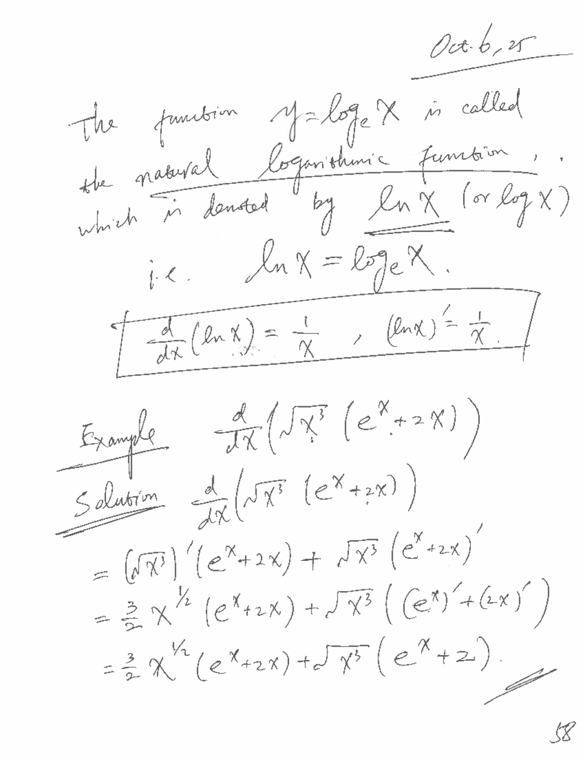 M110 Lecture Notes: Natural Logarithm & Chain Rule (Oct 6-10) - Studocu