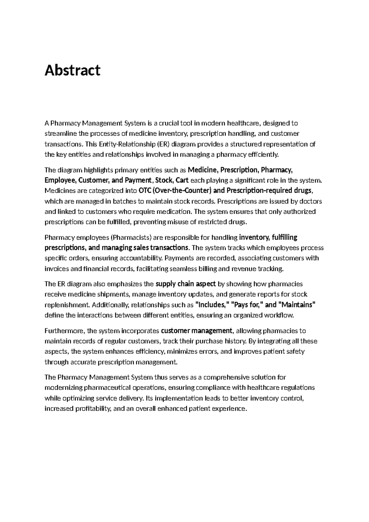 Abstract pharmacy management - Abstract A Pharmacy Management System is ...