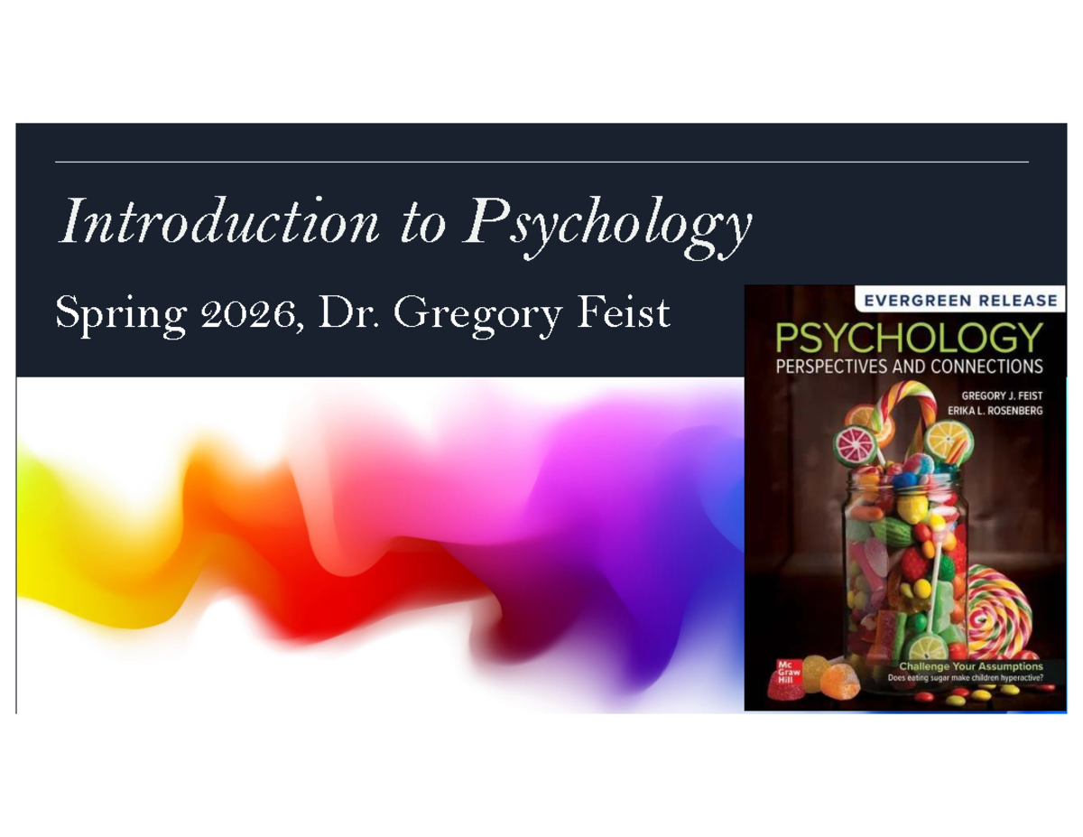 Ch 1 Lecture 1: Intro & Learning to Learn (PSY 101) Spring 2026 - Studocu