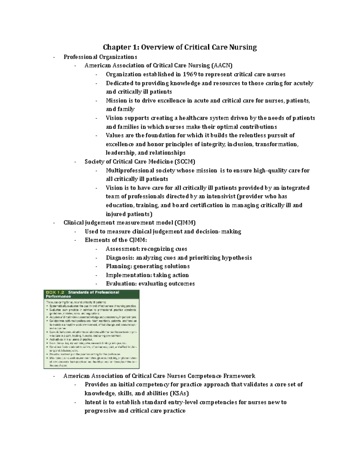 Chapter 1: Overview of Critical Care Nursing Organizations (Exam 1 ...