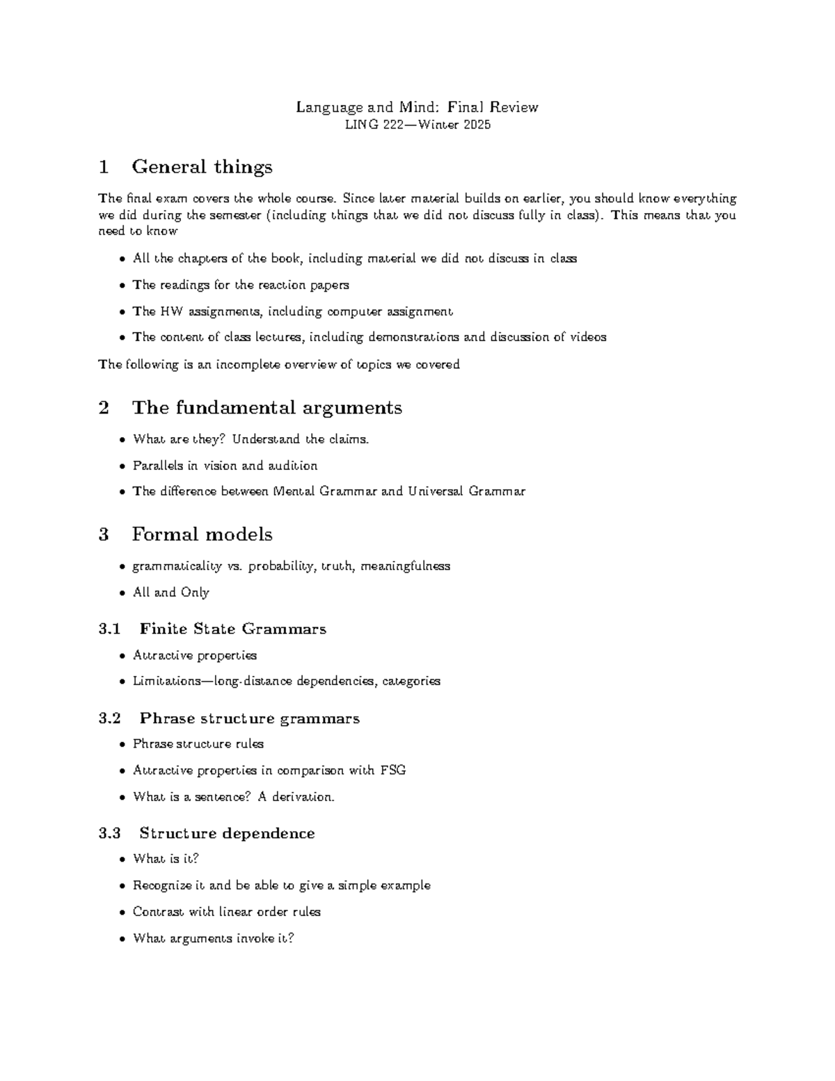 Language and mind: Final exam review LING 2025 - Studocu