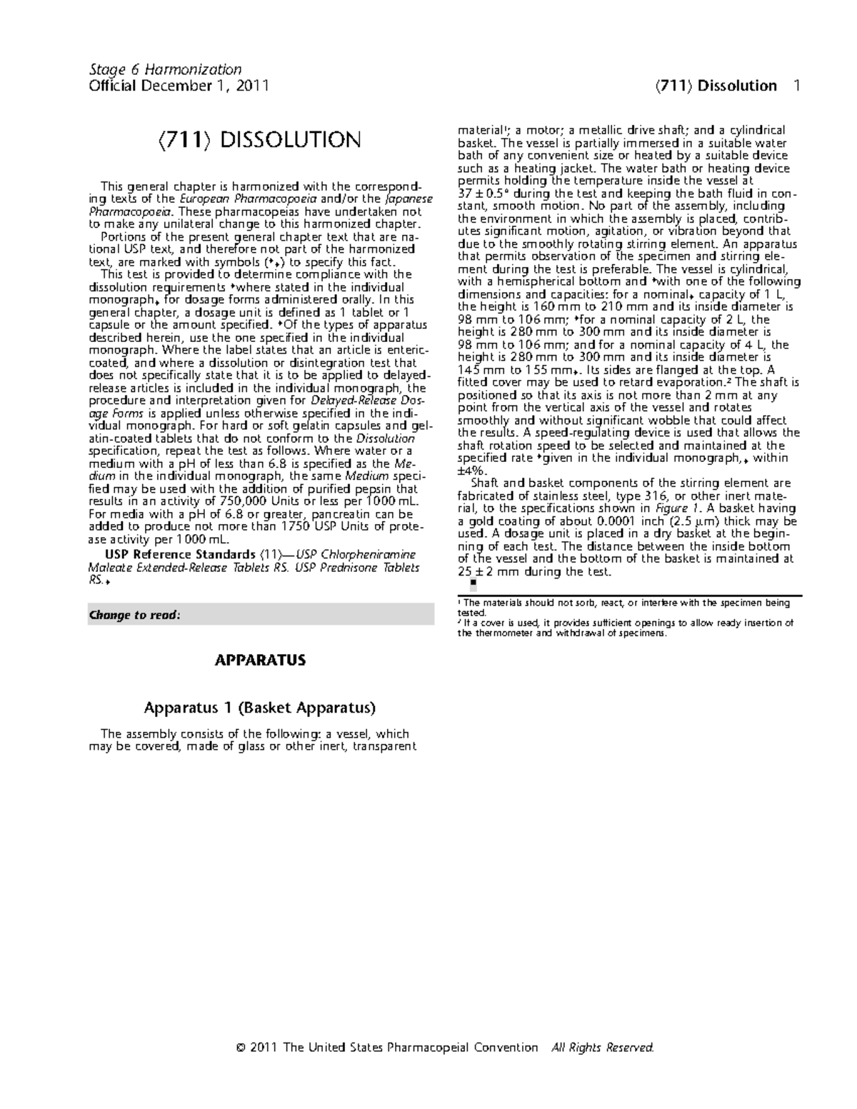 Stage 6 Harmonization: Dissolution Testing Guidelines (USP) - Studocu