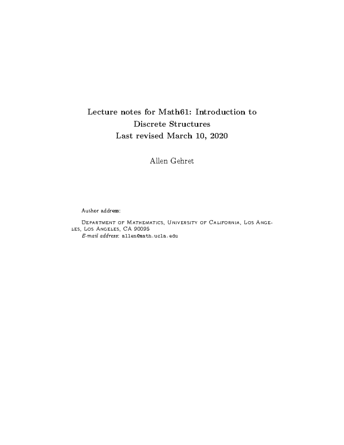 Math61: Lecture Notes on Discrete Structures (W20) - Studocu