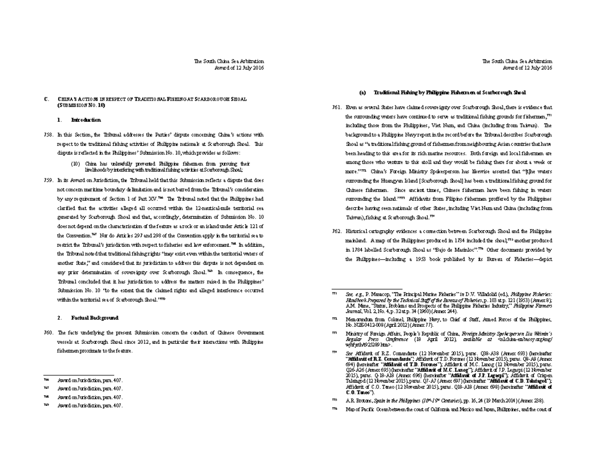 PCA 2013-19 - Examination of China’s Fishing Interference at ...
