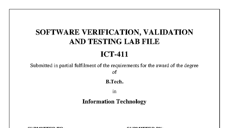 B.Tech IT - SVVT Lab File: Verification, Validation & Testing Practices ...