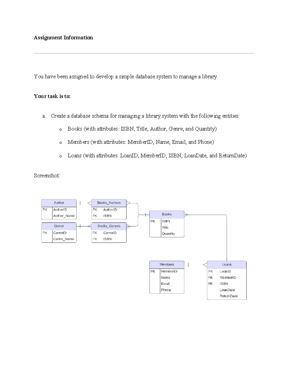 Library Database Management System: Programming Assignment 4 - Studocu