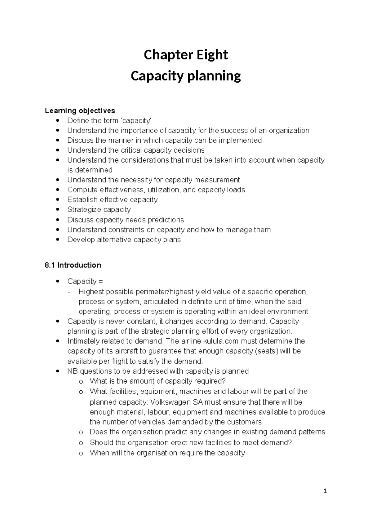 Chapter 8: Capacity Planning Overview and Key Concepts - Studocu