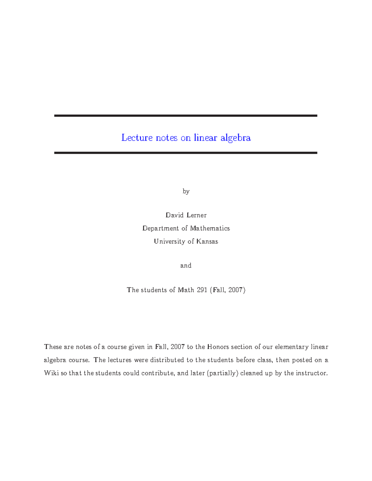 Linear Algebra Notes - A First Course (MATH 101) - Studocu