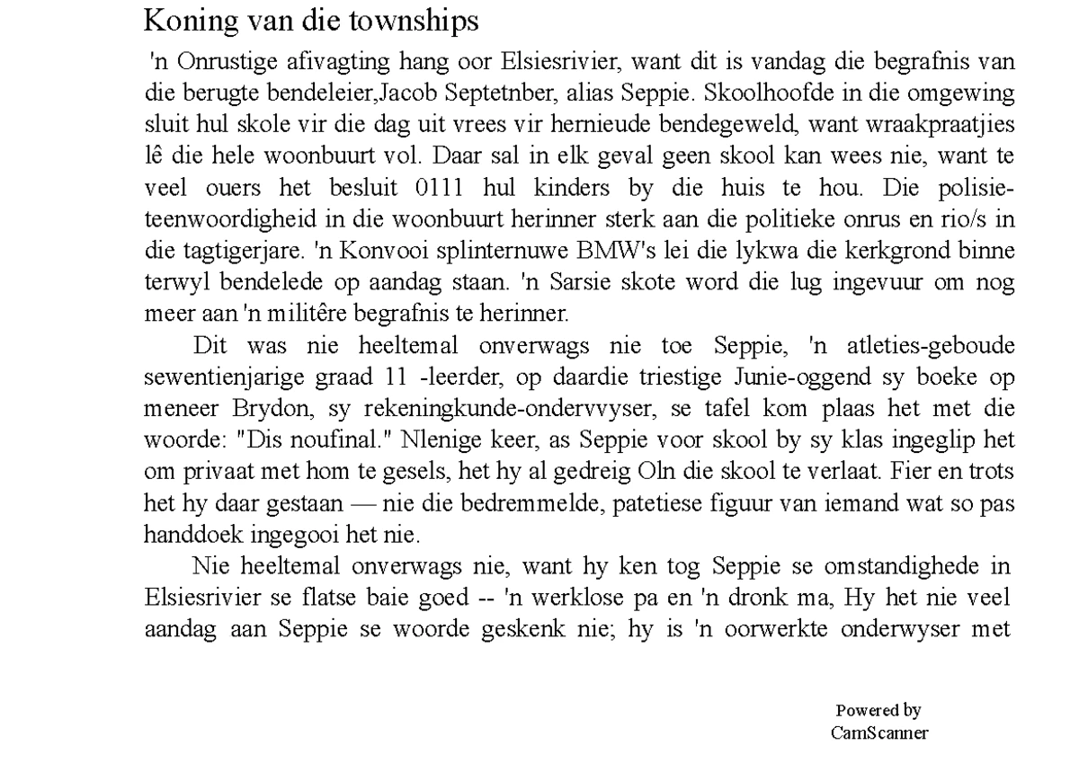 STOMPI ANTWOORDE: Opdrag van die Kinders se Aktiwiteite - Studocu